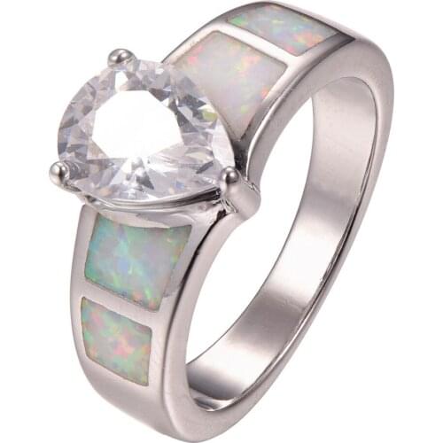 New Arrival White Crystal Zircon With White Fire Opal 925 Sterling Silver Ring Size 6 7 8 9 10 R1357