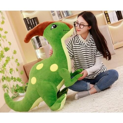 Huge 120cm Jurassic dinosaur plush toy lovely green Parasaurolophus dinosaur soft doll hug pillow Christmas gift h1355
