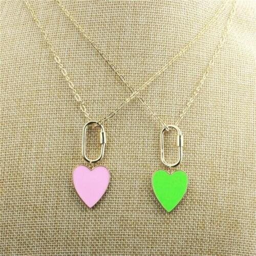 18inch 5pcs/lot New design plated enamel charm necklace,heart shape plated jewelry,popular copper chain necklace cheap wholesale