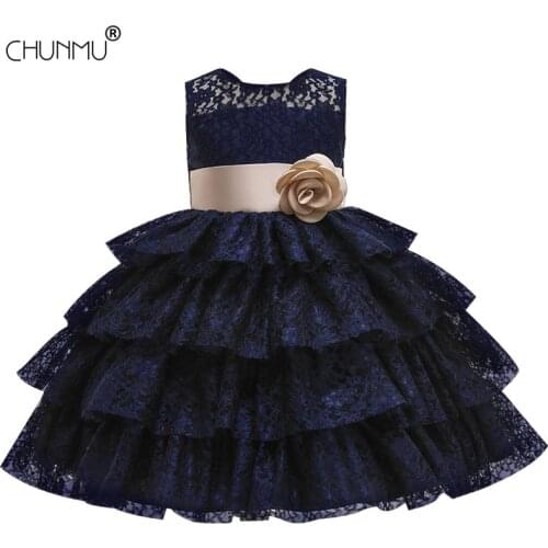 Flower Girls Dresses For Wedding Lace Cake Tutu Girl Birthday Party Evening Dress Princess Communion Sleeveless Ball Gown