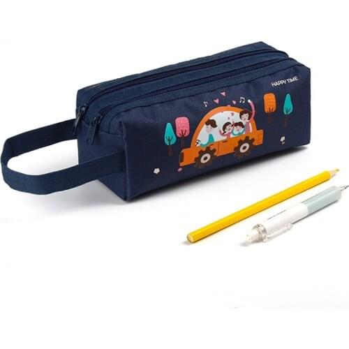 Cartoon Pencil Case Oxford Cloth Double-layer Storage Bag Cute Pencil Case Gift Children Office School Stationery 7.5*7.5*20cm