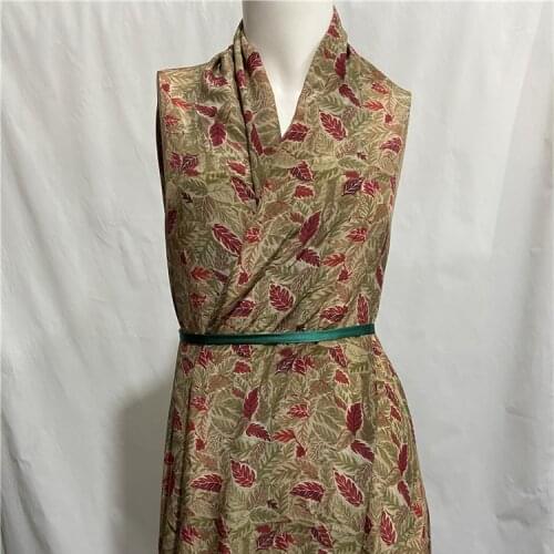 Plant design leaves print pure mulberry silk crepe de chine silk fabric 140cm width,SCDC1235