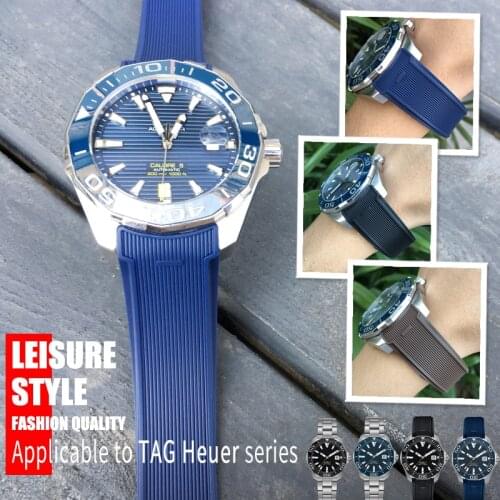 20/21mm 22mm Hight quality Waterproof rubber silicone watch band Fit for Tag Aquaracer 300/500 GMT Heuer Folding buckle strap