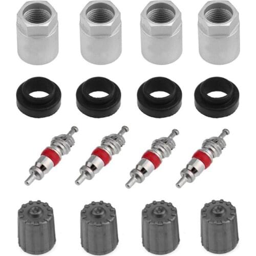 Car TPMS Service Repair Kit AotuTire Pressure Sensor Rebuild with Nut Valve Cap Gasket Car Styling Accessories 4 Sets