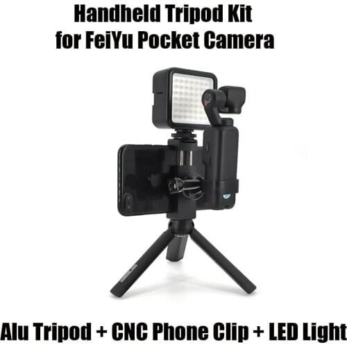 Handheld Tripod Bracket Kit with Aluminum Phone Holder Clip and LED Lights Expansion Accessories For FeiYu Pocket Gimbal Camera