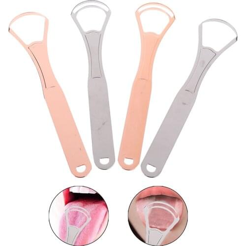 Tongue Scraper Stainless Steel Oral Tongue Cleaner Brush Fresh Breath Cleaning Coated Tongue Toothbrush Oral Hygiene Care Tool