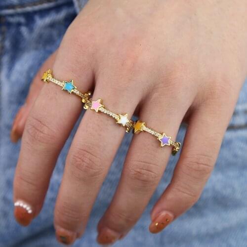Stack stacking star band pastel colorful new jewelry fashion women lady finger star ring