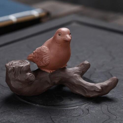 NEWYEARNEW 1piece Purple Clay Bird Mascot Tea Pet Accessories Handicraft Home Decoration Business Gift Furnishing Articles