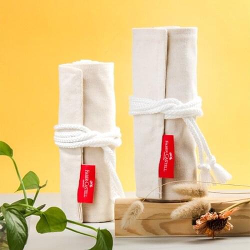 Faber-Castell 50/64/76 hole pen curtain student sketch color pencil painting tool special white canvas storage pen bag