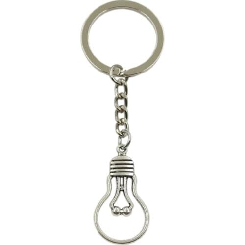 Factory Price Light Bulb Pendant Key Ring Metal Chain Silver Color Men Car Gift Souvenirs Keychain Dropshipping