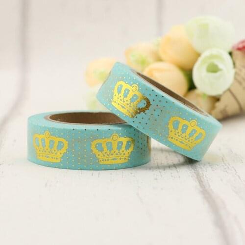 1PC 15mm*10m Gold Foil Crown Washi Tape Set Attractive Pda Homemade Stickers decorative washi tape designer mask washi tapes
