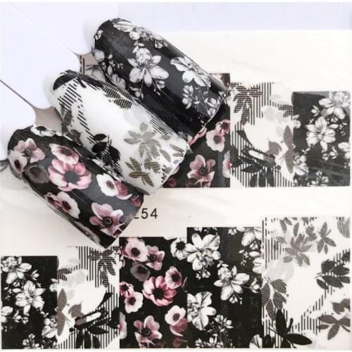 YZWLE 1 PC Black Flower / Flower Fairy Designs Water Transfer Sticker Nail Art Decals DIY Fashion Wraps Tips Manicure Tools