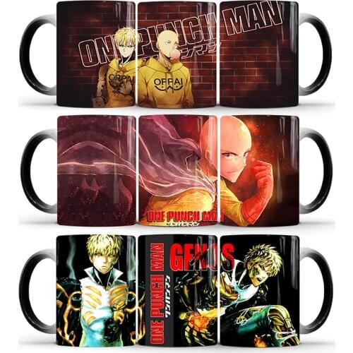 1Pcs 350ml New One Punch Man Color Changing Mug Ceramic Coffee Milk Cup Cold Water Color Change Mug Drink Water for Children