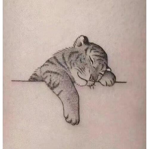 10pcs small tiger rabbit and whale black tattoo temporary sticker for women fake tatto