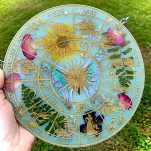 12 Constellation Divination Tray Resin Mold Table Astrology Board Silicone Mould T84A