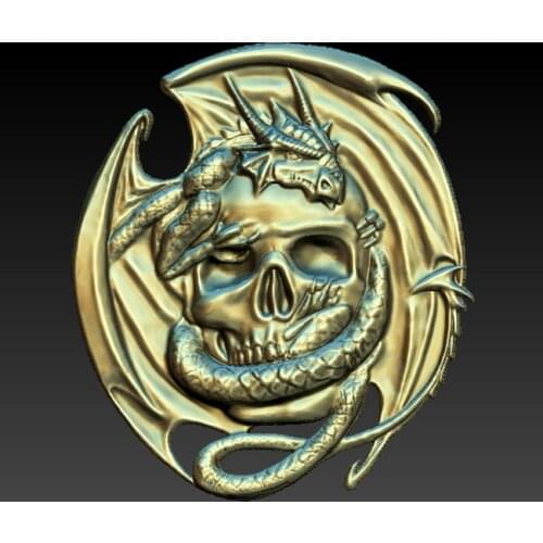 Skull relief STL file format 3d model for cnc router carving and engraving artcam aspire bas relief