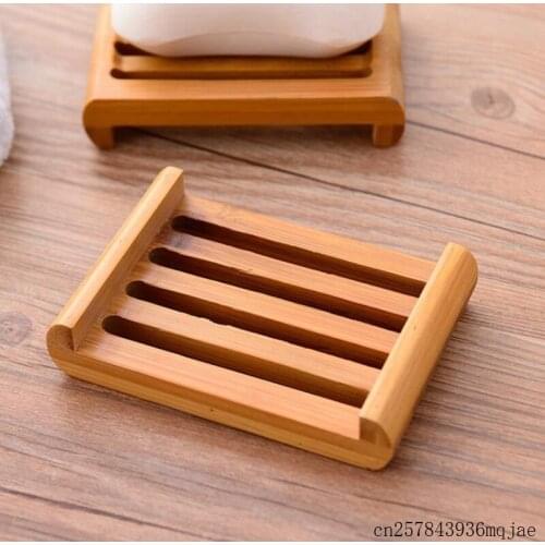 50pcs Bamboo Soap Dishes Storage Soap Rack Plate Box Container Bathroom Soap Boxes Japanese Style Tray Holder
