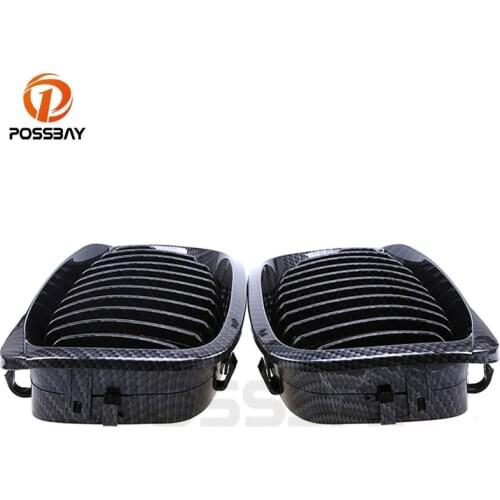 POSSBA Auto Car Front Kidney Grille Imitation Carbon Fiber Grilles For BMW 3-Series E46 Cabrio 2003-2006 Facelift Car Accessorie