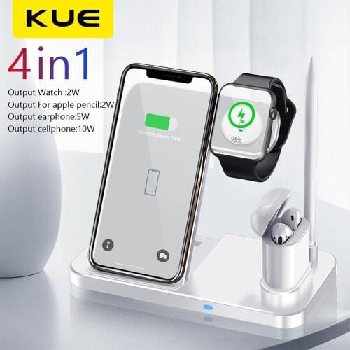 4 in 1 Wireless Charger Dock Station 10W Fast Charging for iPhone 11 pro X XR XS Max for Apple Watch 4 3 2 1 Airpods Pencil Pad