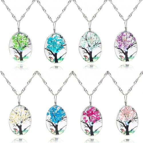Cytheria elegant creative tree butterfly glass pendant necklace for women party accessories jewelry gifts
