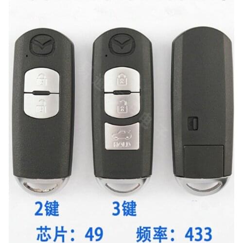 DAKATU Smart Remote Car Key Fob 2/3 Buttons 433MHz with 49 Chip for Mazda 6 3 MX-5 CX-3 CX-5 CX-7 Axela Atenz Replacement