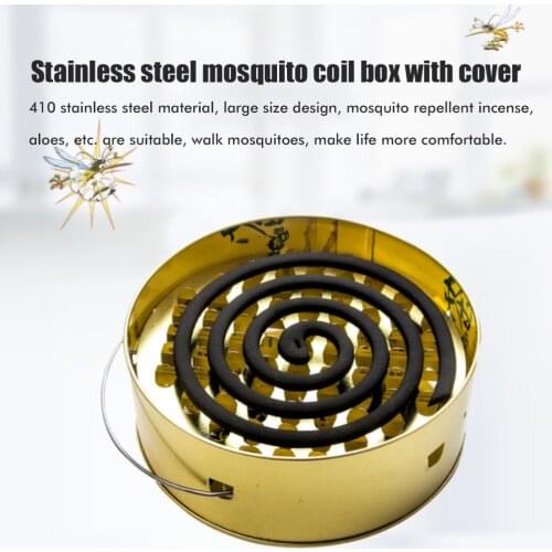 Mosquito Coil Holder with Cover Round Fireproof Metal Incense Holder for Indoor Outdoor