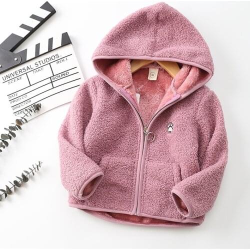 Kids Hooded Jackets Autumn Winter Children Polar Fleece Warm Casual Outerwear Coat For Baby Boys Girls 2-8 Years TX158