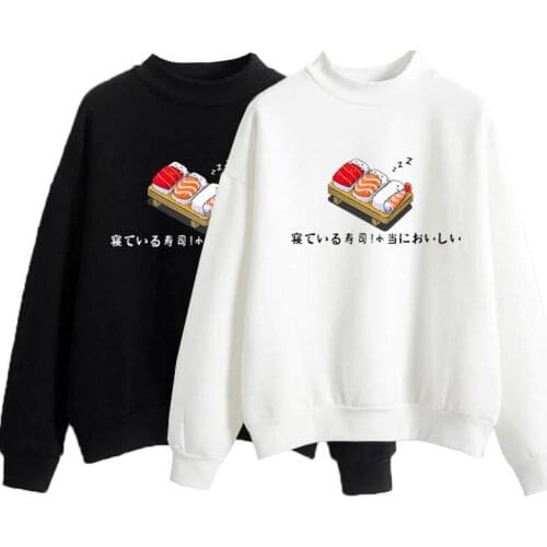 For Both Men and Women New Style for Autumn and Winter Candy Color Couples Small Sushi Printed Pattern All-match Cool Collar