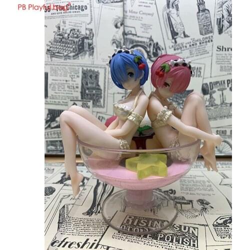 13CM Rem & Ram Wine Glass figure PVC Novelty model Action figure Anime collection Children favorite Rem fans love best gift HD16