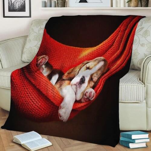 Beagle puppy sleeping dog Flannel Throw Blanket 3D Printed Keep Warm Sofa Child Blanket Home Decor Textiles Dream Family Gift