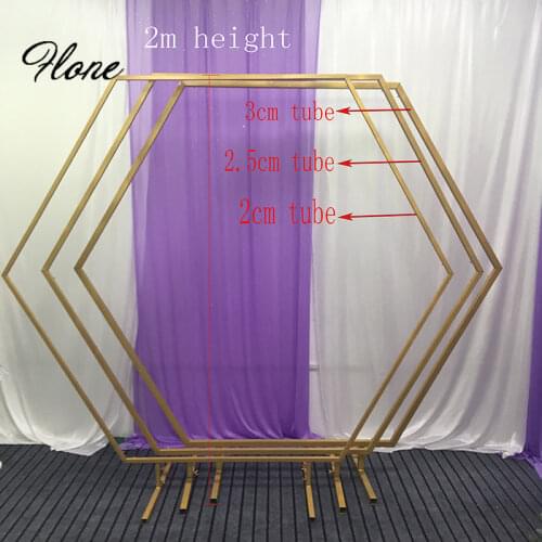 Flone Hexagon Wedding Arch Metal Hexagonal Backdrop Flower Stand Geometric Home Party Decoration