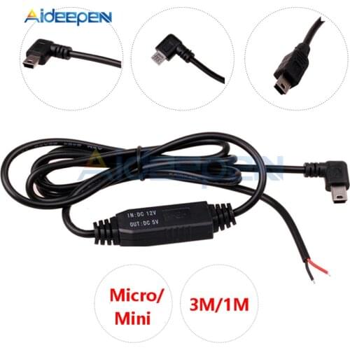 DC-DC 12V to 5V Inverter Converter Micro Mini USB Hard Wired Car Power Charger for GPS Phone PDA DVR Recorder Camera 1/3 Meters