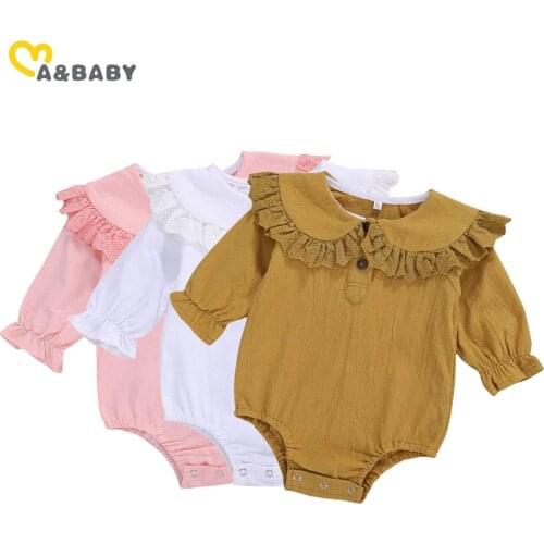Ma&Baby 0-24M Newborn infant Baby Girl Long Sleeve Romper Lace Peter Pant Collar Jumpsuit Vintage Baby Costumes Autumn Clothes