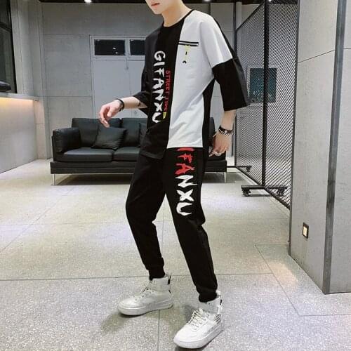 2021 Fashion Pattern Stripe Two Piece Set Top+Short Fancy Designer Men Tracksuit Men Set hip hop Social Club Outfits Men Set 3XL