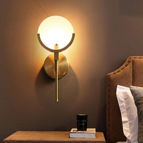 Nordic Creative Art Marble Wall Lamp Bedroom Bedside Personality Wall Light Villa Aisle Corridor Hotel Iron Wall Lamp