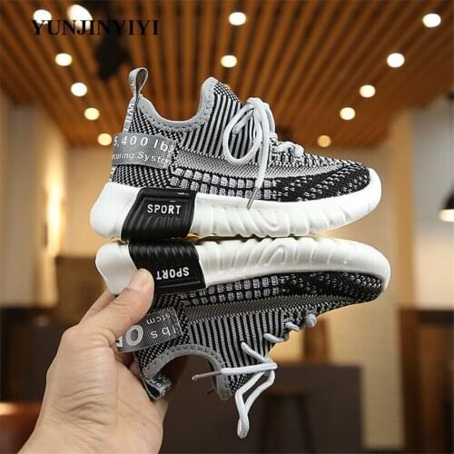 Spring and autumn new childrens shoes Girls casual shoes Knitted boy sneakers Childrens brand sports breathable beach shoes