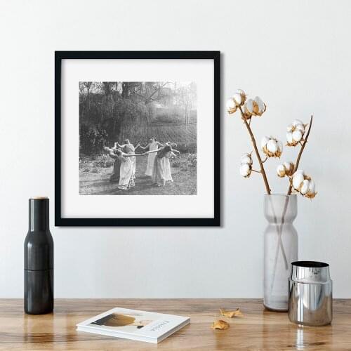 Circle of Women Dancing Moon Light Dance Meadow Pagan Witches Wiccan Magic Coven Seance Canvas Wall Art Poster Painting Picture