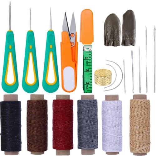 LMDZ Leather Waxed Thread Sewing Kits Hand Sewing Needles with Leather Craft for Leather Canvas DIY Sewing Accessories