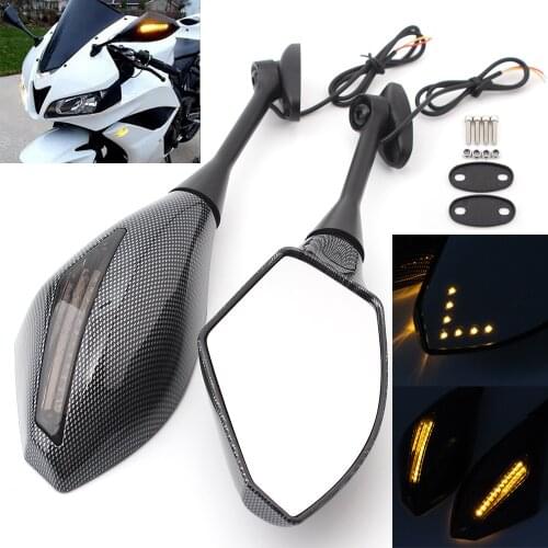 Motorcycle Universal LED Turn Signal Indicator Rearview Mirror Side Mirror For Honda CBR 300 600 900 1000 RR GSXR FZ1 FZ6 R6