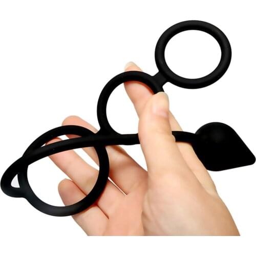Men Time Delay Three Ring Cock Penis Lock Anal Butt Plug Prostate Massager Sex Toys for man Waterproof for fun in shower bath