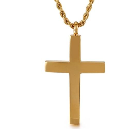 Simple light plate cross mens 316L stainless steel titanium steel pendant jewelry