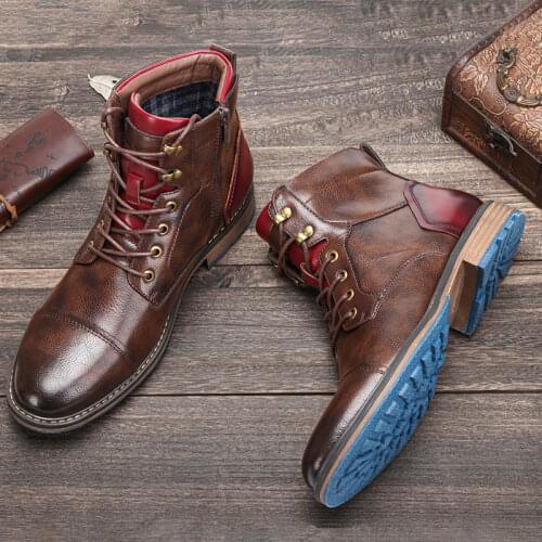 Men boots leather Size 8-12 WOOTTEN brand 2021 comfortable fashion mens leather shoes #AL604