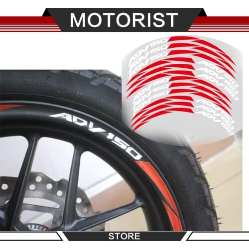 A set of 12pcs high quality motorcycle wheel decals waterproof Reflective stickers rim stripes for Honda adv150 adv 150 XADV