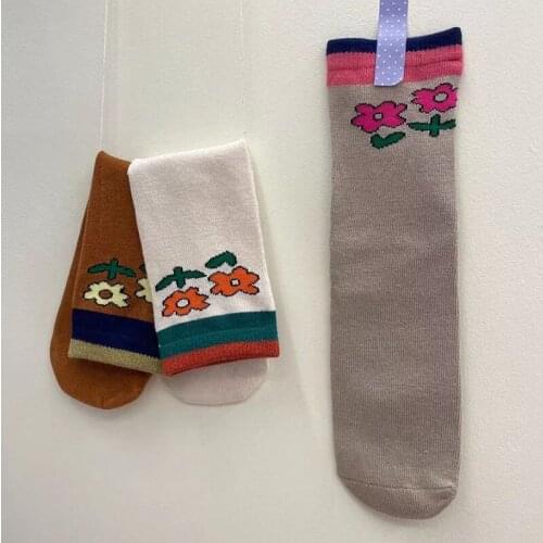 Autumn Winter Cute Kids Baby Boy Girl Mid-calf Length Sock Infant Baby Boy Girl Floral Print Childrens Socks