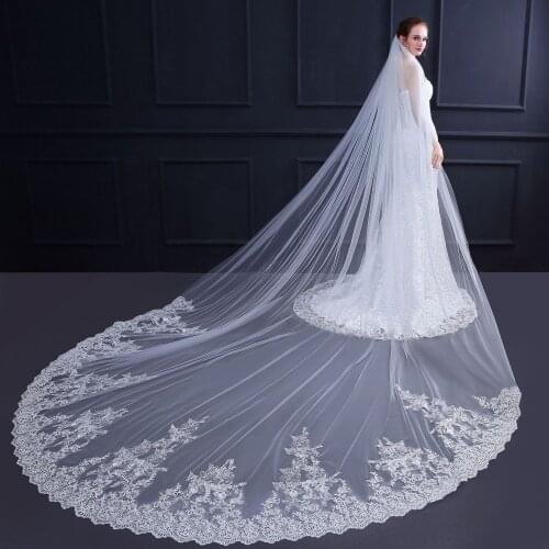 New Wedding Veil In Europe and America Long Tail 3 Meters Wide Width Beautiful Sequined Lace Bridal