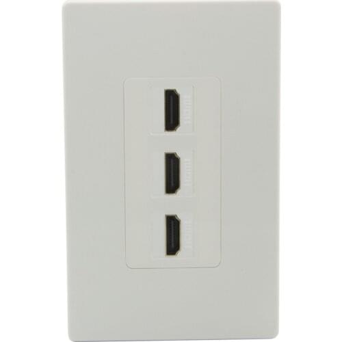 New Design 1 Gang No Screw Decorative Style 3 Ports HDMI Female To Female Wall Plate