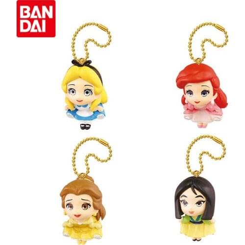 Bandai Genuine Gashapon Disney Princess Pendant 1 Alice Belle Ariel Mulan Anime Action Figures Keychain Gacha Toys for Kids