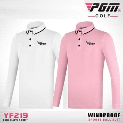 PGM Girls Boys Golf Clothing Spring Autumn Golf Tshirt Children Long Sleeve School Outdoor Sports Tops Tee D0840