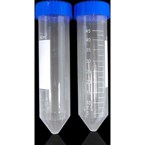 50ml Conical Bottom Plastic Centrifuge Tube with Graduation and blue Screw Cap, Pack of 10pcs
