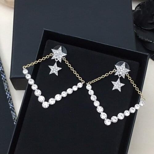 Hot Brand Fashion Jewelry Female Star Design Earring Square Letter Luxury Earring Holiday Wedding Party Chain Earring Jewelry